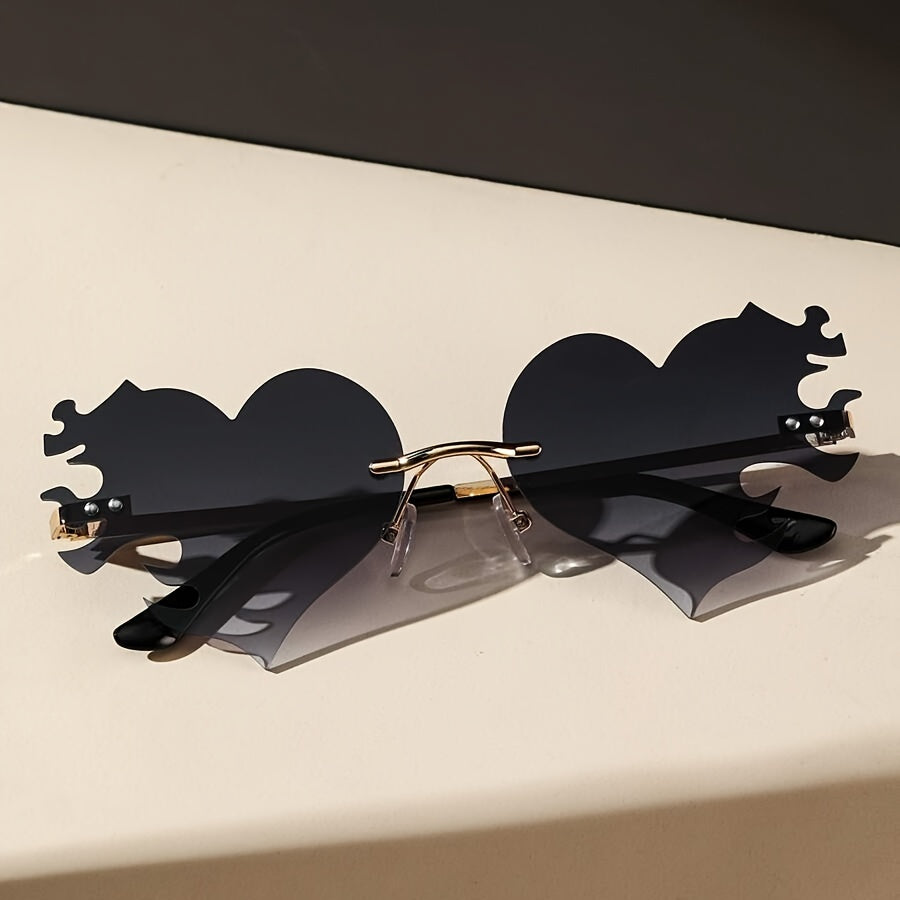 Rimless Heart Flame Sunglasses