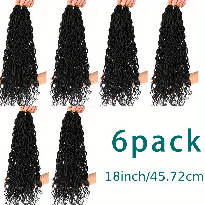 6pk 18in Ombre Long Curly Faux Locs Crochet Hair Deep Wave Braiding Hair