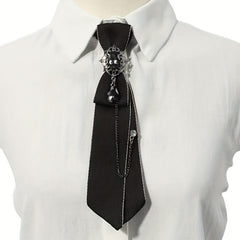 Adjustable Rhinestone Chain Decor Necktie Pre Tied Tie Wedding Collage Bow Tie