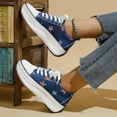 Women's Printed Platform Sneakers Slip On Outdoor Shoes Low Top Walking Shoes