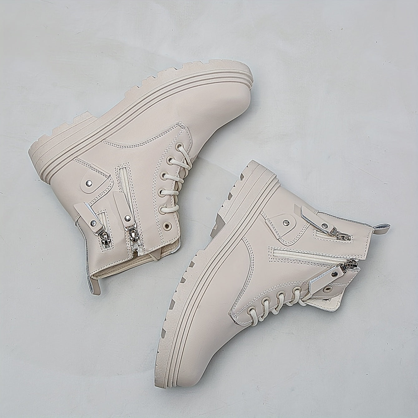 Women's Non-slip Zipper Snow Boots - Warm Thick Bottom Sneakers
