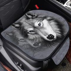 Gray Wolf Print Car Seat Cushion Set