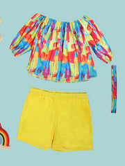 Off Shoulder Top & Shorts Set With Belt