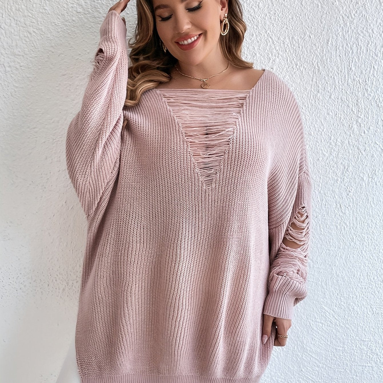 Casual Sweater Women's V Neck Loose Jumper