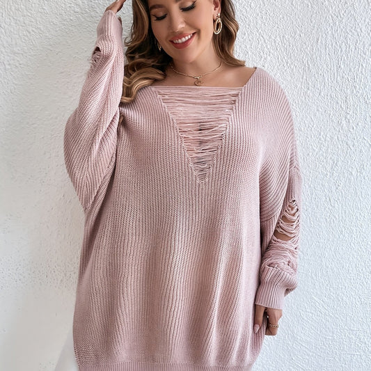 Casual Sweater Women's V Neck Loose Jumper