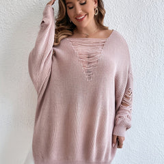 Casual Sweater Women's V Neck Loose Jumper
