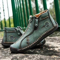 Men's Classic Stitching Ankle Boots Outdoor Zipper Shoes
