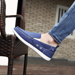 Men's Square Toe Canvas Loafers Slip On Shoes