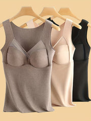 3pcs Mesh Thermal Tops Sleeveless V Neck Top Women's Lingerie
