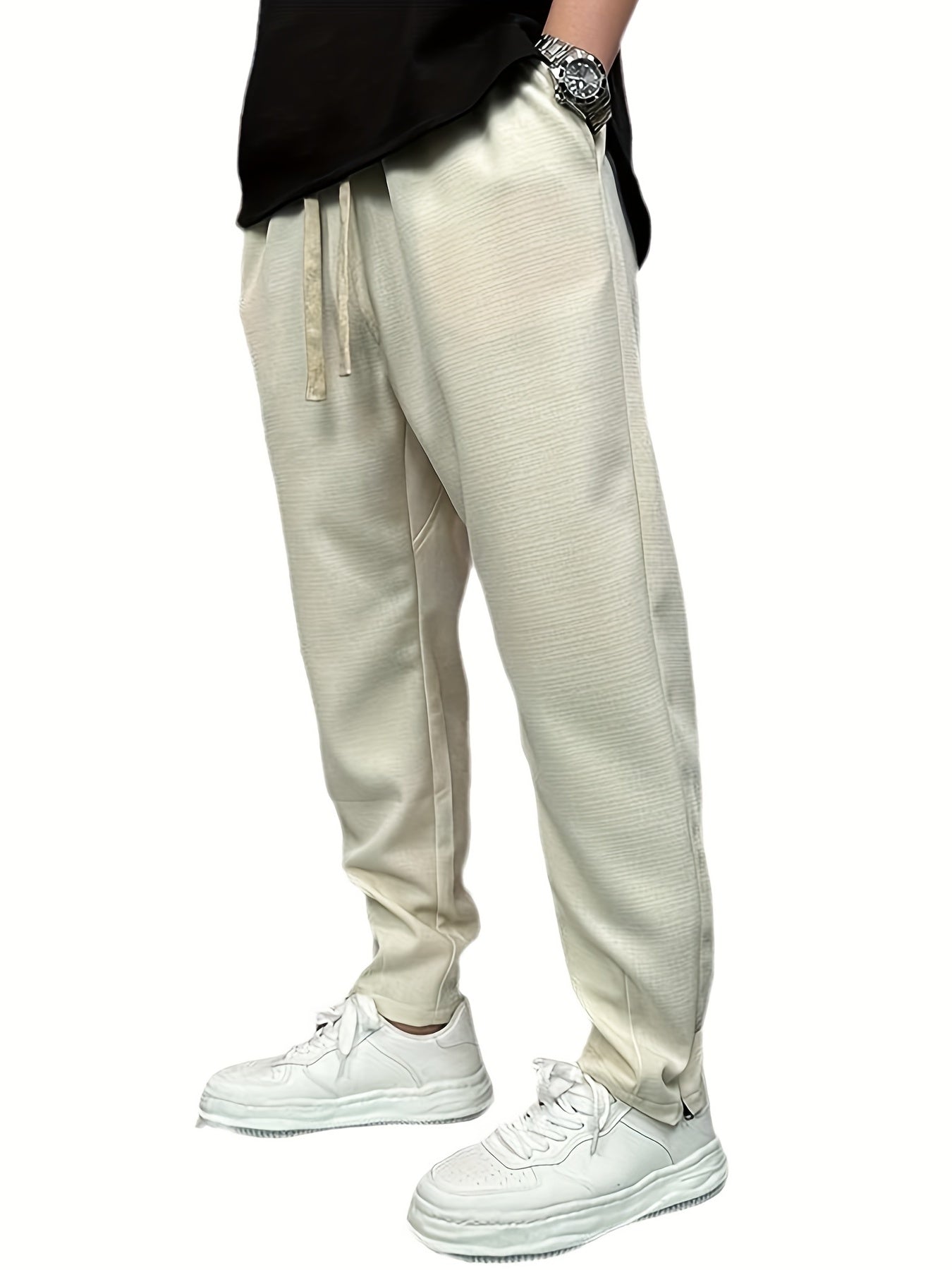 Solid Linen Pants Men's Loose Baggy Trousers Breathable Outdoors Hip Pop Style