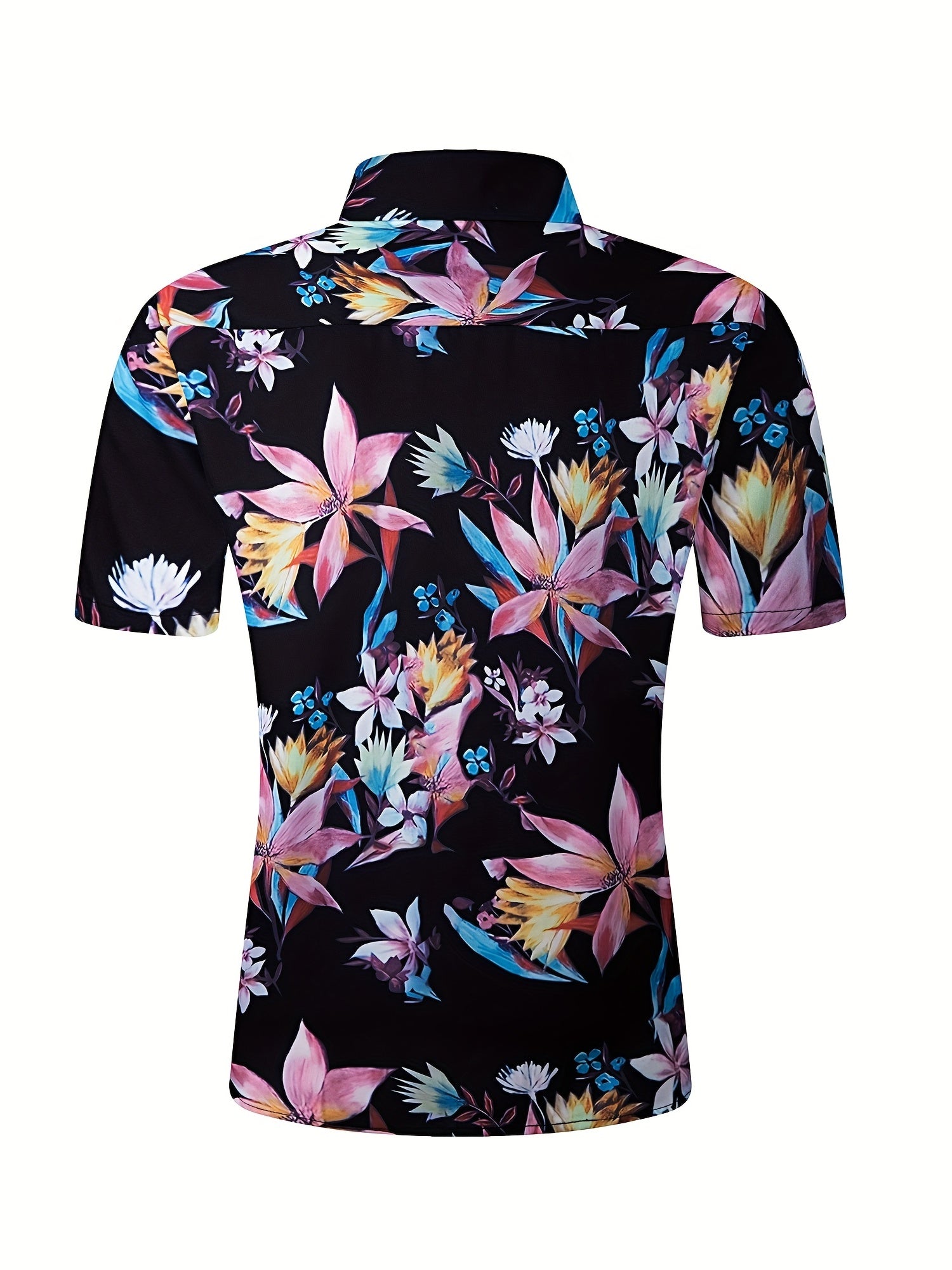 Men's Floral Pattern Lapel Short Sleeve Hawaii Shirt