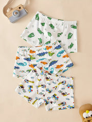 3pcs Boys Boxer Briefs Cartoon Dinosaur Train Print Underwear Kids Clothes