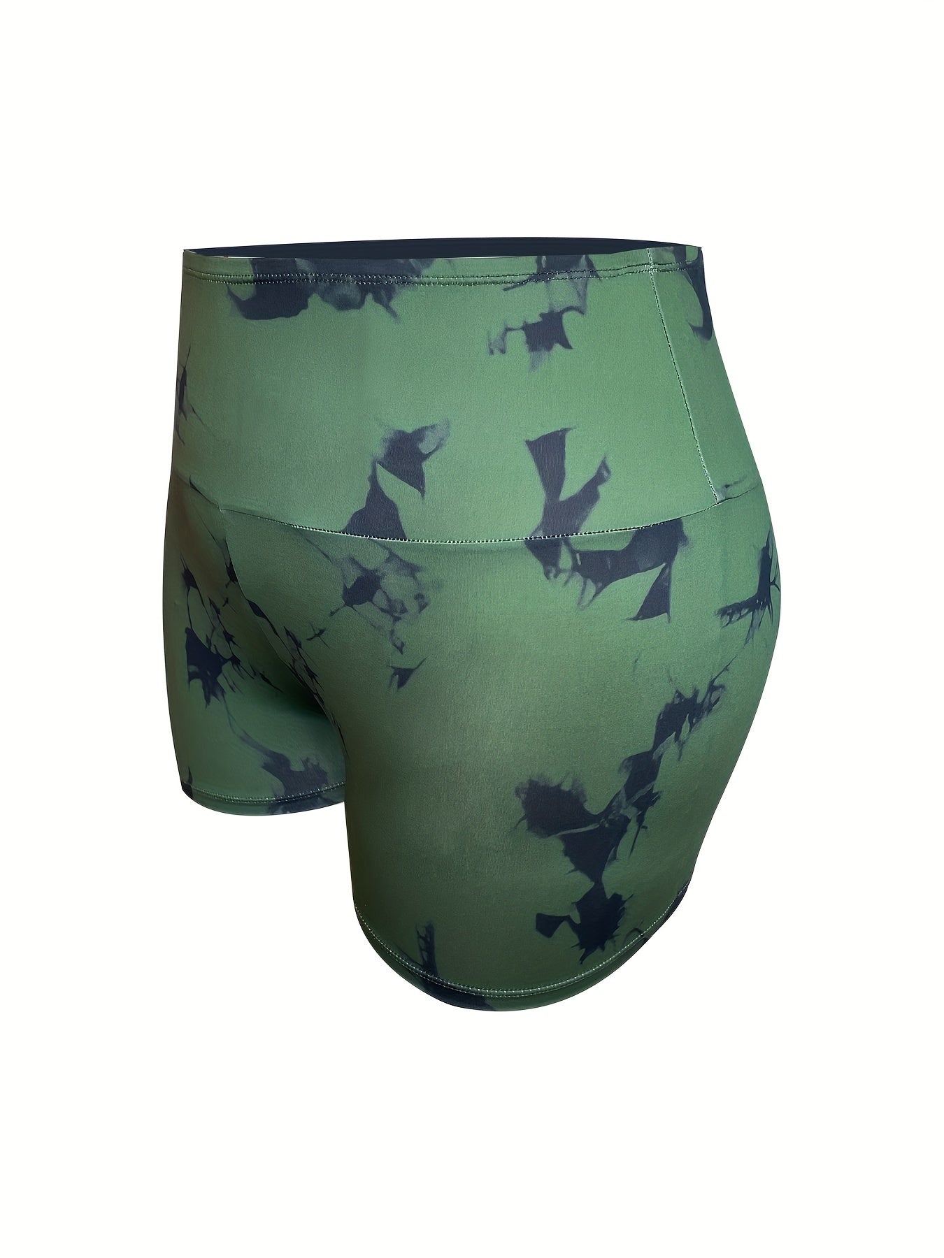 Tie Dye Biker Shorts Tummy Control Wide Waistband
