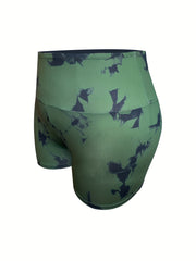 Tie Dye Biker Shorts Tummy Control Wide Waistband