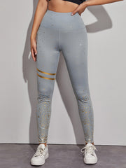 Breathable High Waisted Yoga Leggings with Mesh and Colorblock