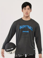 Veidorn Creative Letter Print Men's Long Sleeve Active Tee