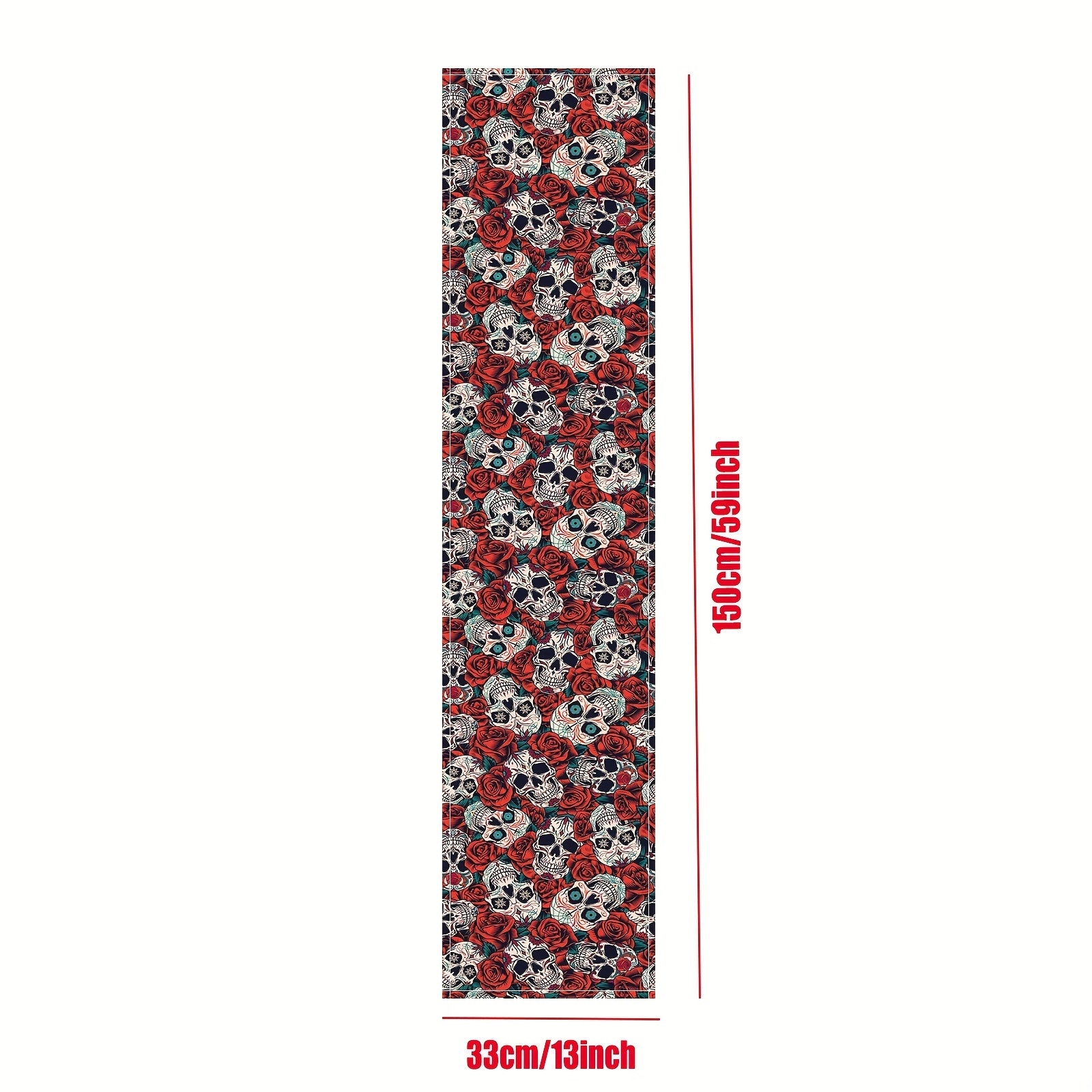 Boho Skull Rose Flower Table Runner Gothic Vintage Waterproof Stain Resistant