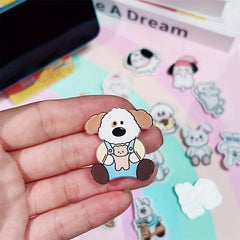 15pcs Kpop Acrylic Pins Stickers Bunny Puppy Back to School Gift For Girls