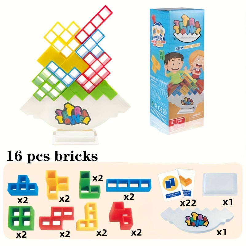Balance Stacking Blocks Game 32pcs High Building Blocks Family Fun Party Toys