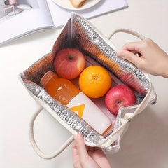 Quilted Insulated Lunch Bag Leakproof Handheld Box