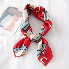 Cartoon Animal Print Bandana Satin Square Scarf Neckerchief Head Wrap