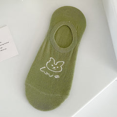 Green Soft Carbon Invisible Boat Socks Women's