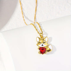 Fox Pendant Necklace Animal Jewelry Girls Kids Accessories