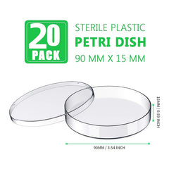 20-Pack Sterile Cultivation Plates with Covers 90mm x 15mm