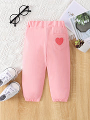 Baby Girls Casual Heart Graphic Trousers