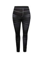 Denim Print High Stretch Fitness Leggings