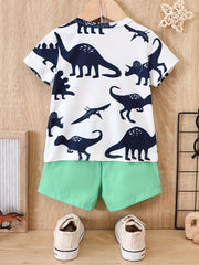 Baby Boy's Cartoon Graphic T-shirt & Shorts Set Kid's Outfit