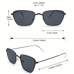 3 Pairs Men's Small Frame Metal Sunglasses with Zipper Case