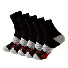 5 Pairs Men's Cotton Breathable Mid-calf Sport Socks