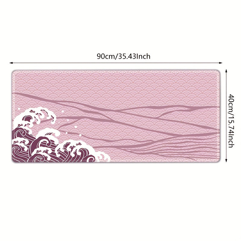 Pink Wave Gaming Mouse Pad Large Desk Mat 35.4x15.7 Inch
