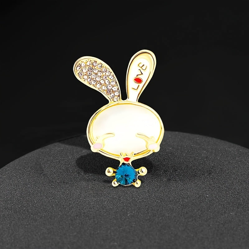 Rhinestone Rabbit Metal Pin Decorative Clothes Holiday Gift
