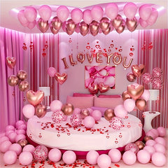 Romantic Balloons Set with Rose Petals and Letter Balloons