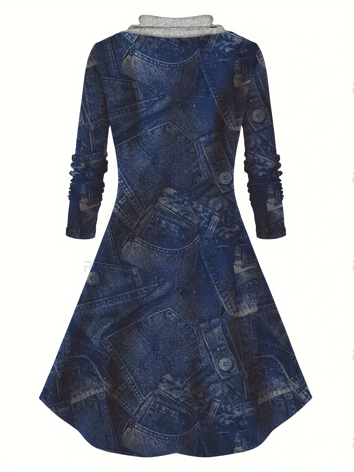Denim Print Button Decor Top & Leggings Set