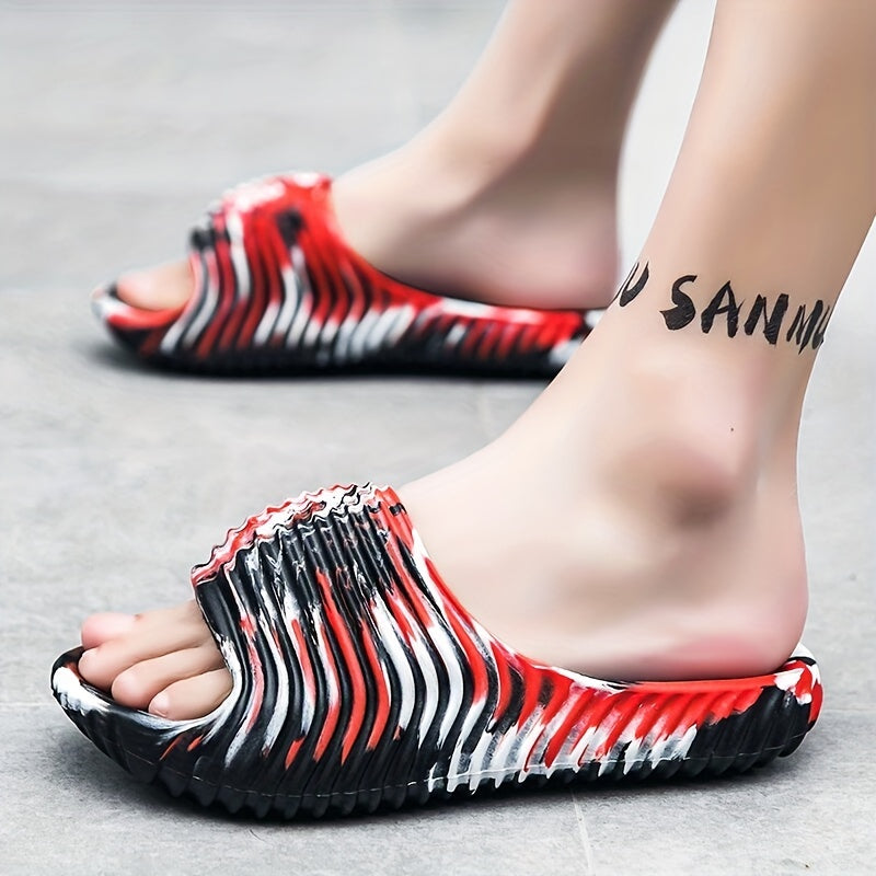 Men's Colorblock Non Slip Slides Lightweight Open Toe Quick Dry Slippers