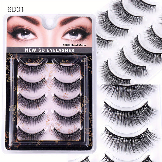 5 Pairs 6D Cross False Eyelashes Natural Curling Eye Lashes