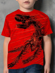 Stylish Dino 3D Print Kid's Graphic T-shirt for Summer Fun