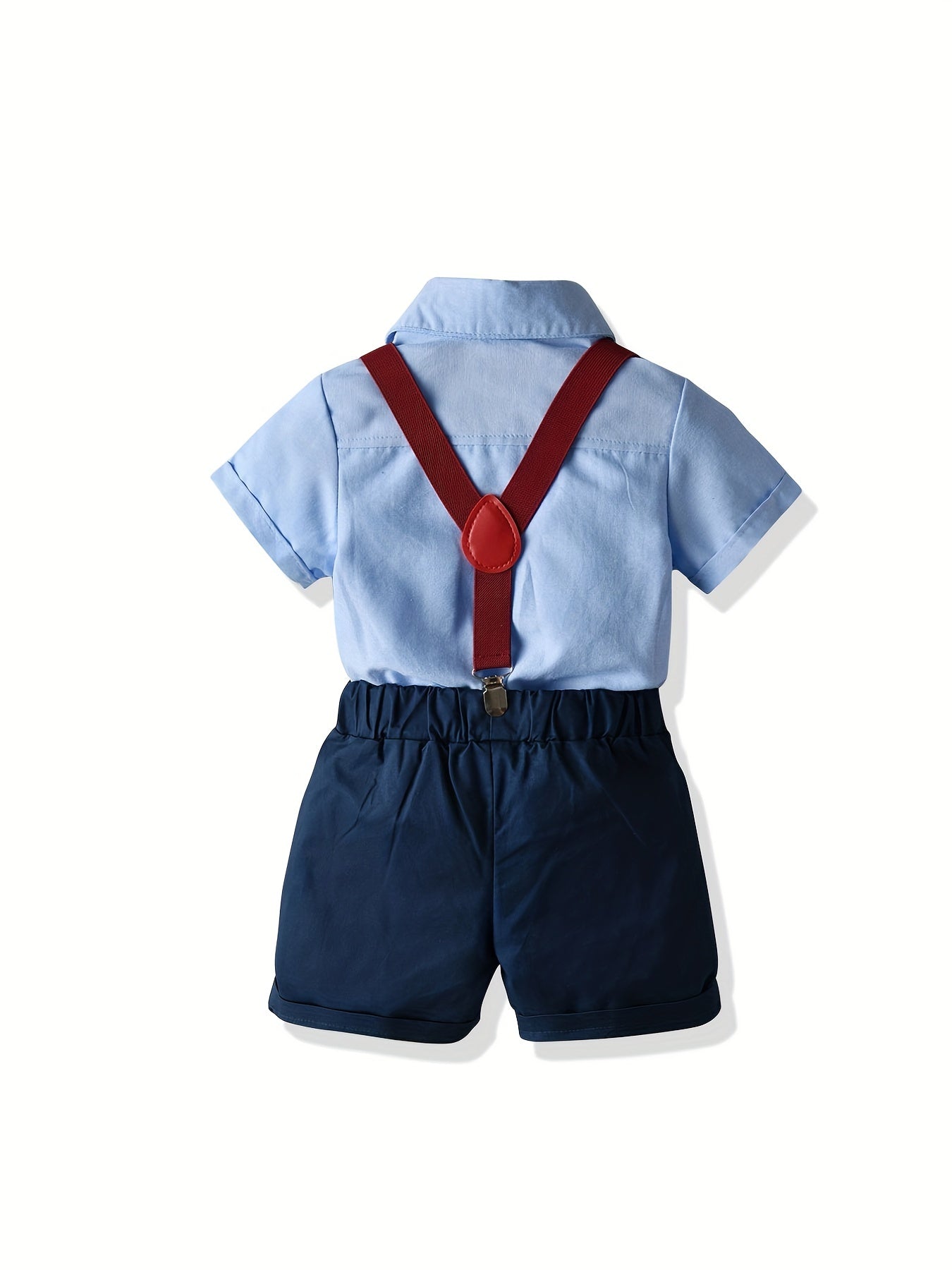 Boys Short Sleeves Shirt & Suspender Shorts Set