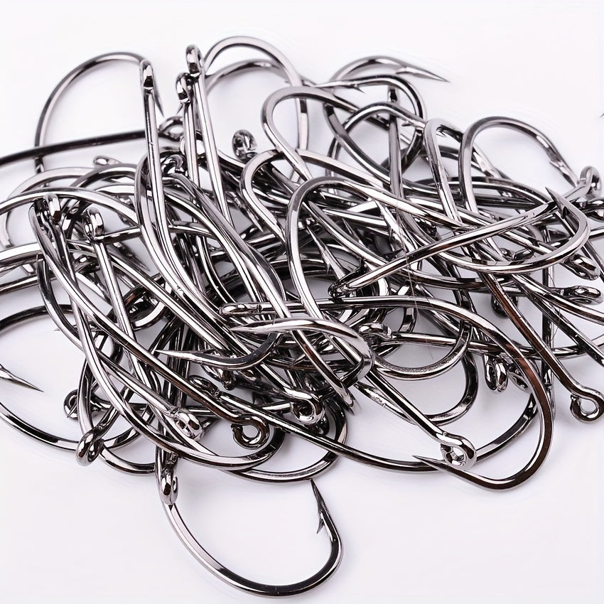 50pcs High Carbon Stainless Steel Fishing Hooks Barbed Carp Hooks