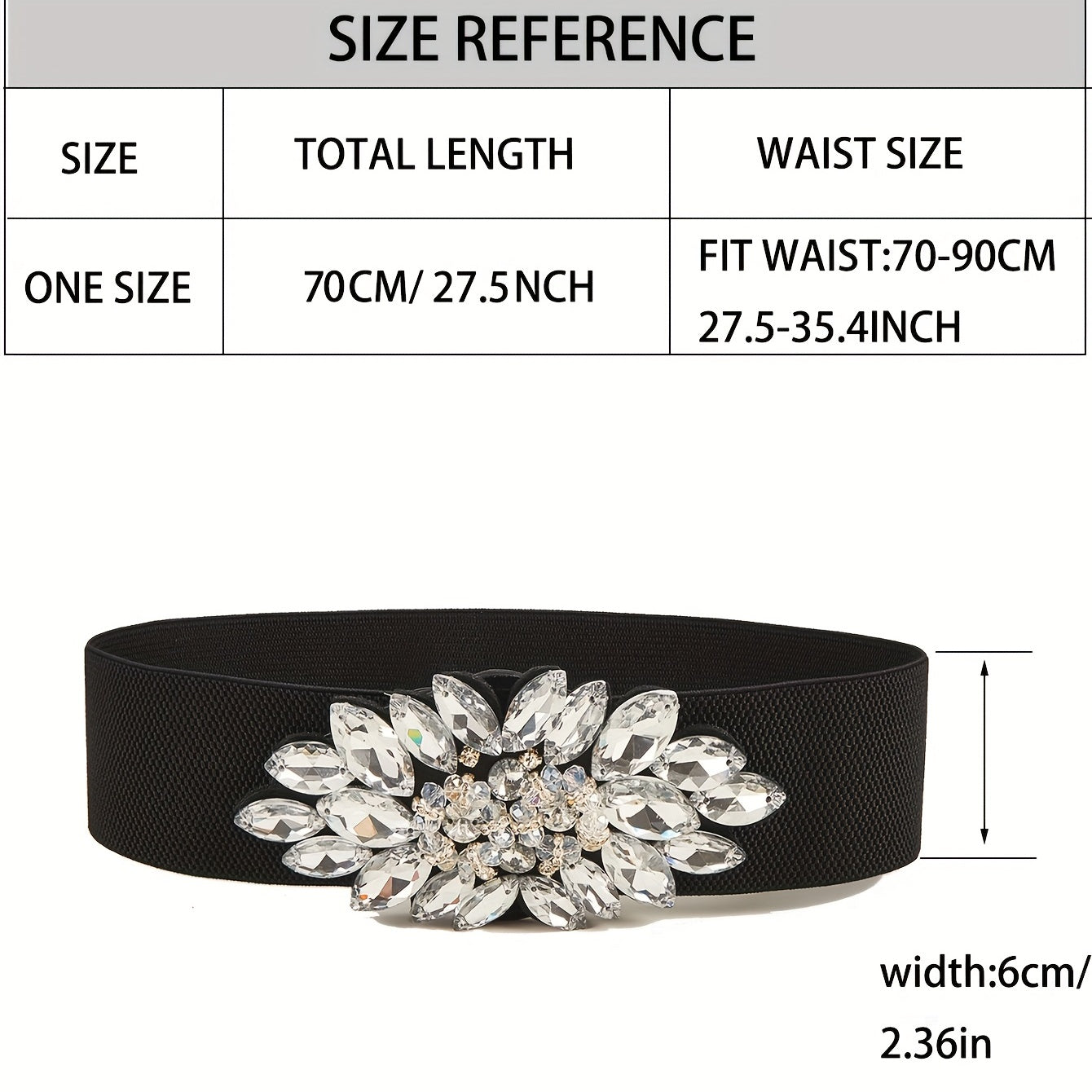 Vintage Rhinestone Crystal Wide Waistband Belt