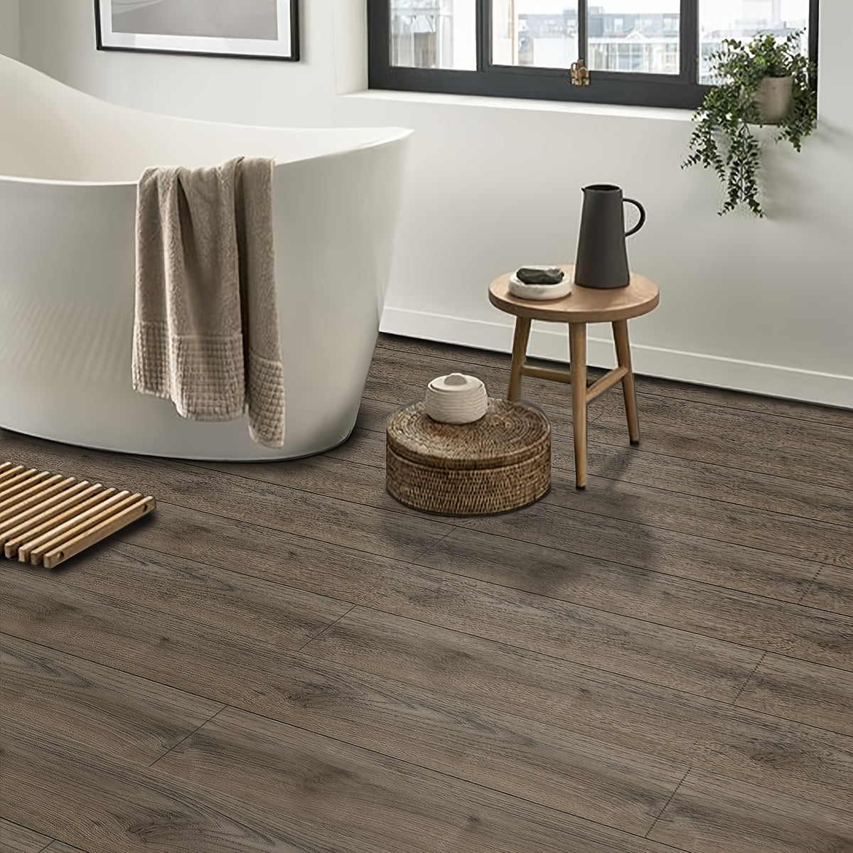 Wood Grain Waterproof Floor Stickers Self adhesive
