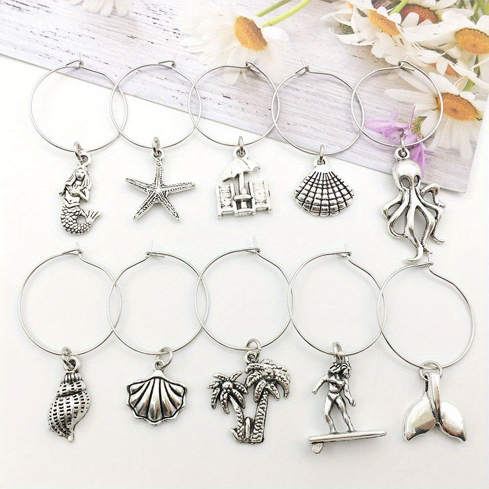 12pcs Cup Decorative Wine Glass Charms Markers Stainless Steel