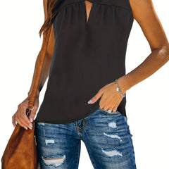 Twist Front Pleated Tank Top Sleeveless Summer Casual Top