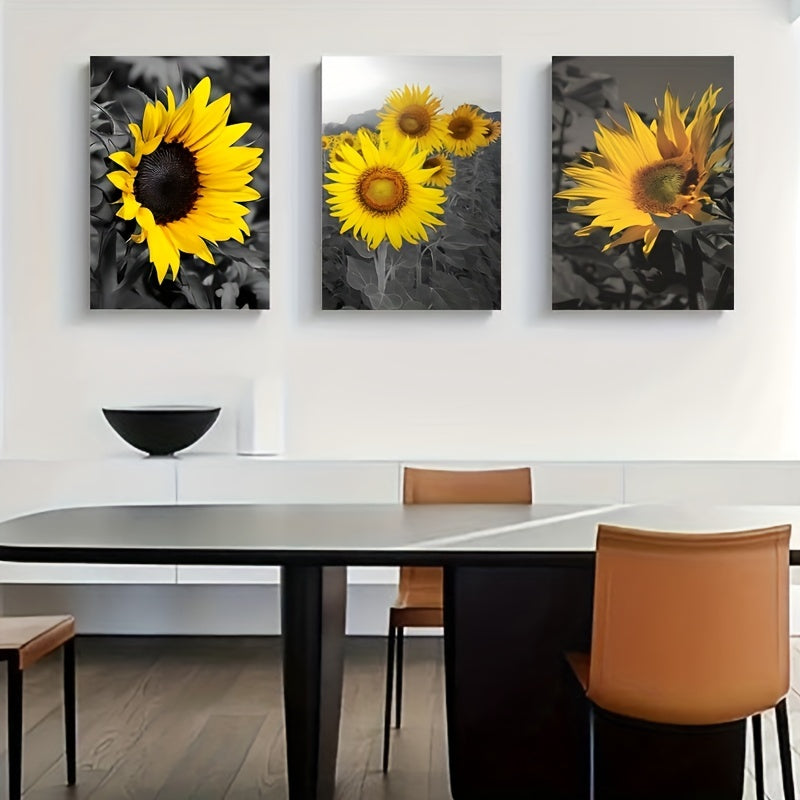 3pc Sunflower Wall Murals Art Prints and Yellow Canvas Paintings Flowers
