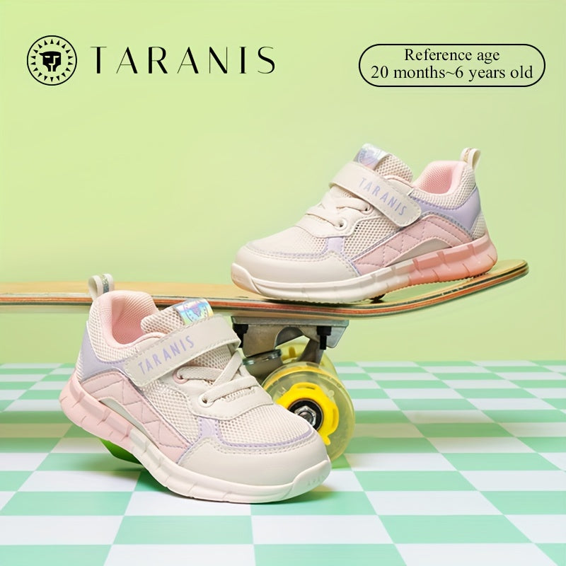 TARANIS Girls Low Top Mesh Sneakers Hook And Loop Fastener