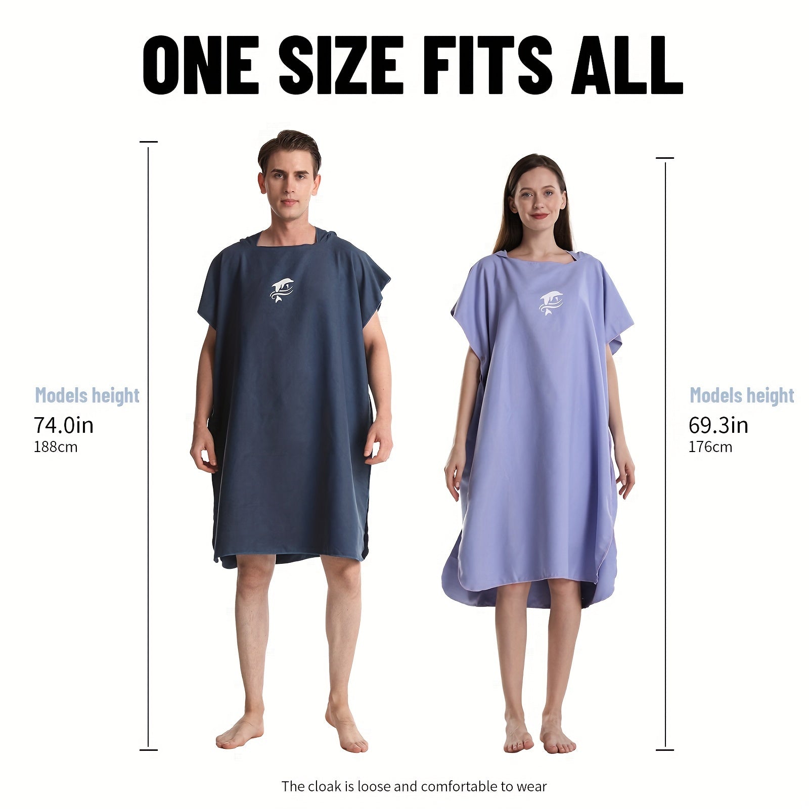 Microfiber Surf Poncho Changing Robe Towel Unisex Bathrobe