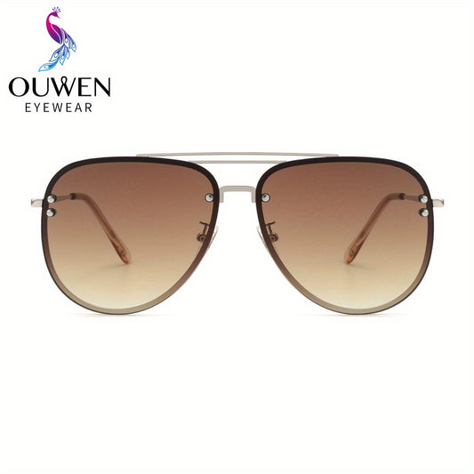 OUWEN Men's Oversized Sunglasses Brown Gradient Polarized UV Protection